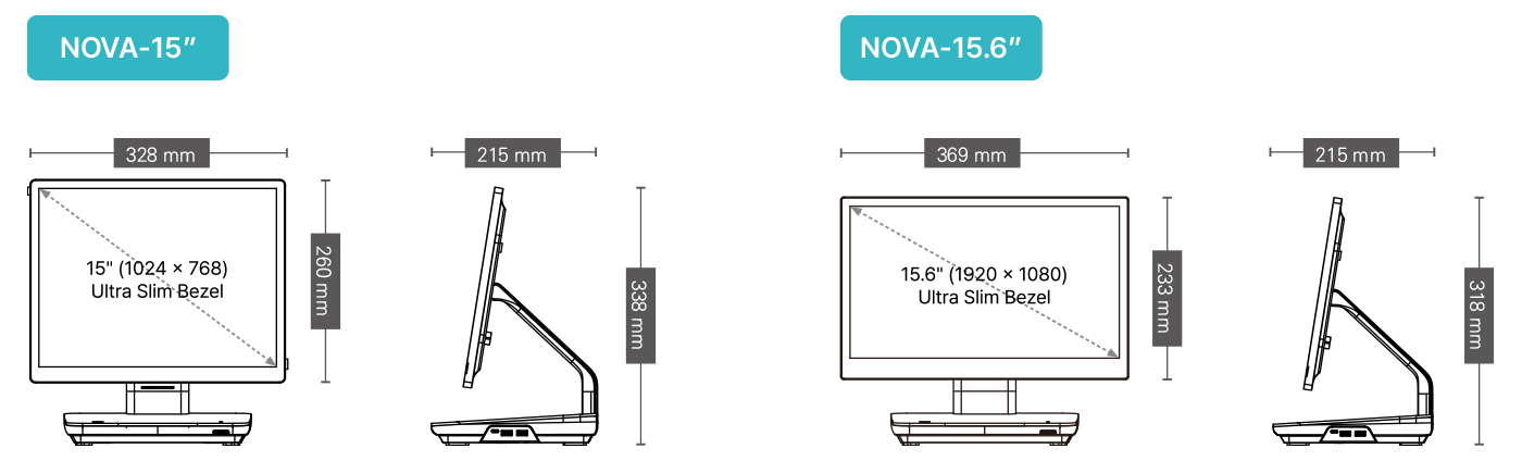 NOVA Pos 15,6" Wide PCAP, i3-N305, 8 GB/128 GB SSD, Windows 11IoT-7