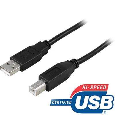 Kabel USB typ A hane till typ B hane, 1 meter, svart-1