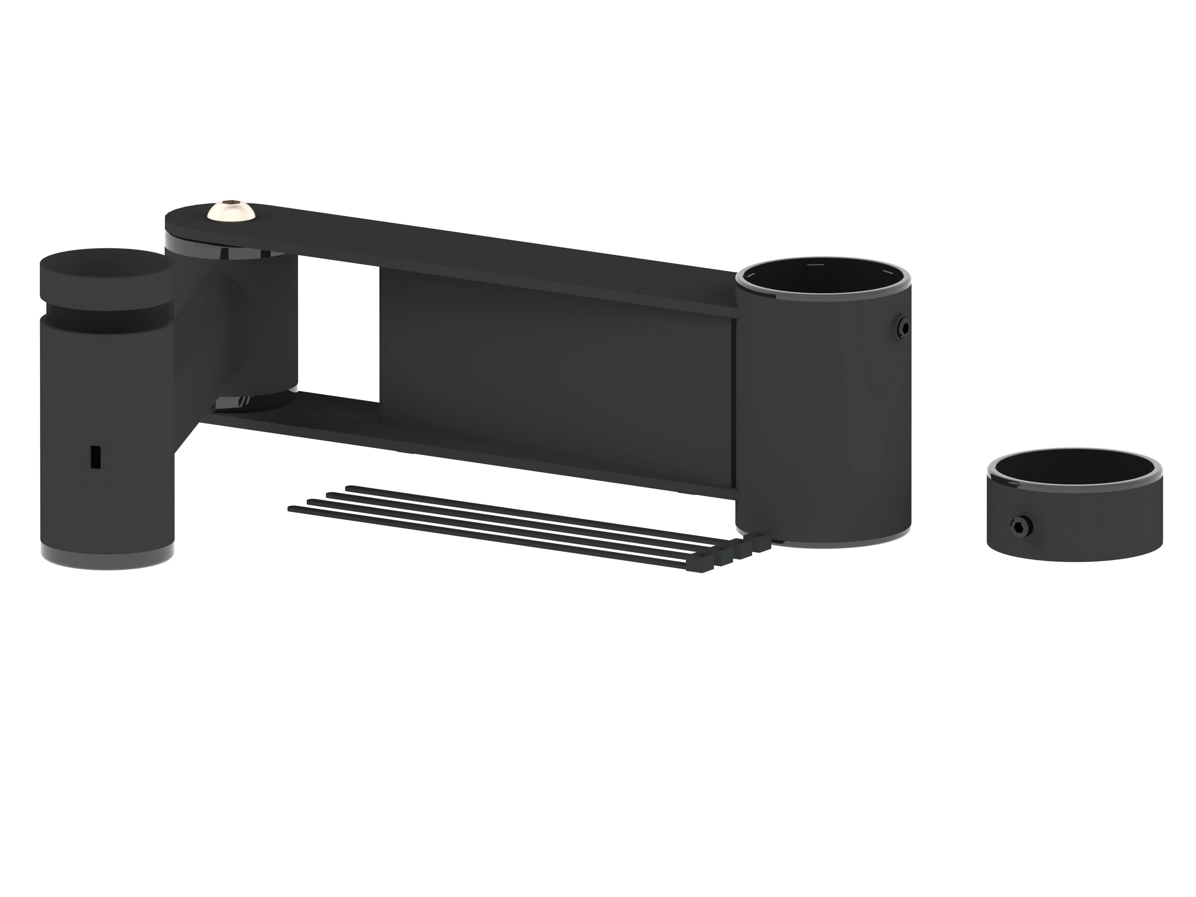 PosPole armbåge 2 x 200 mm, ∅45 mm – ∅38 mm, svart-1