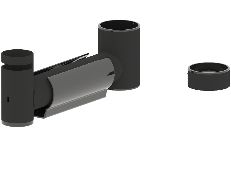 PosPole arm 200 mm, ∅45 mm – ∅38 mm, svart-1