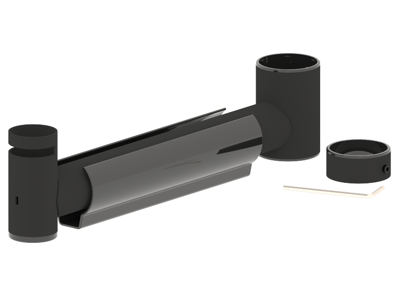 PosPole arm 300 mm, ∅45 mm – ∅38 mm, svart-1