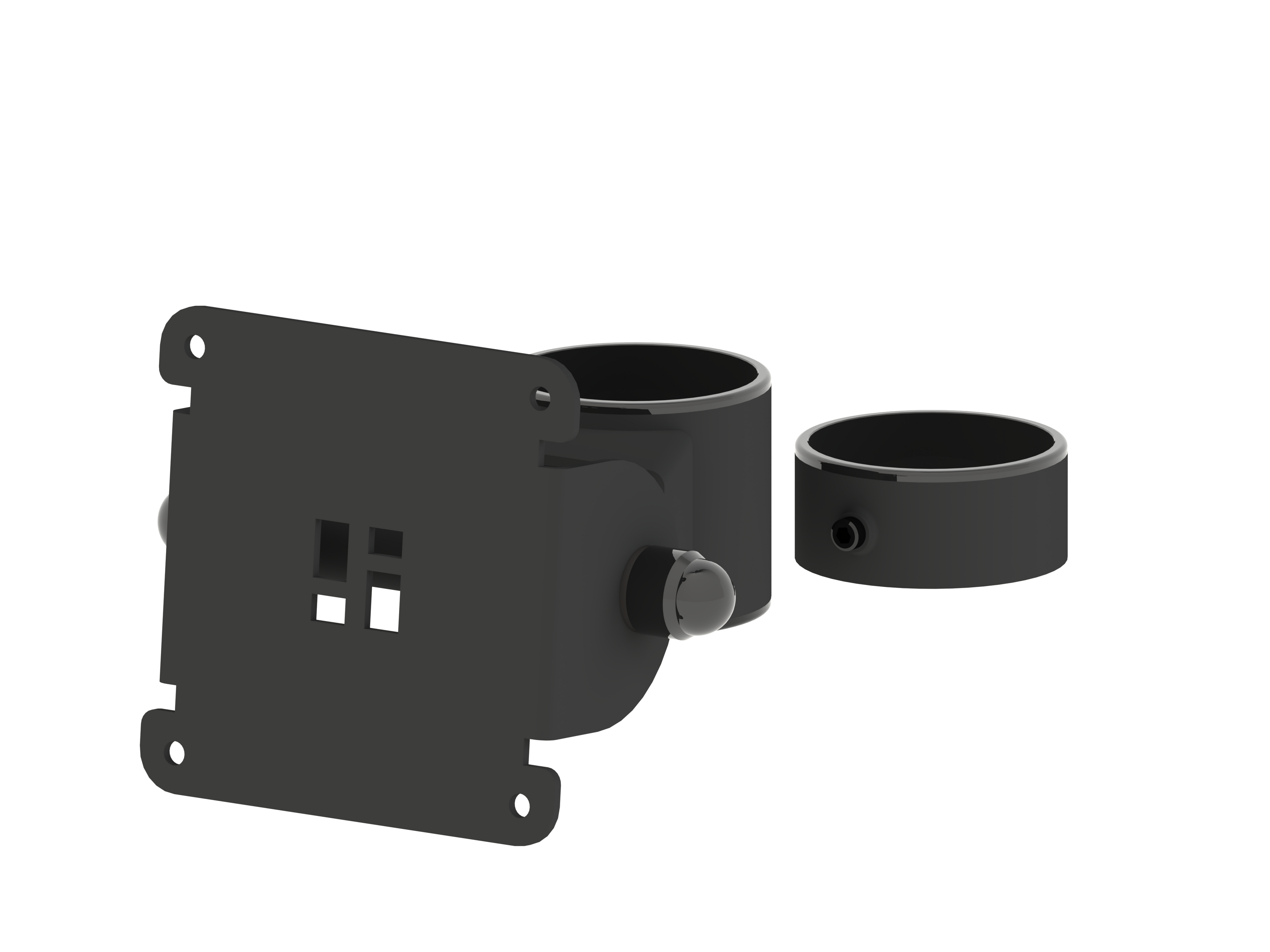 PosPole Bas VESA 75 Sidomontering för ⌀45 mm stolpe, standardgångjärn-1