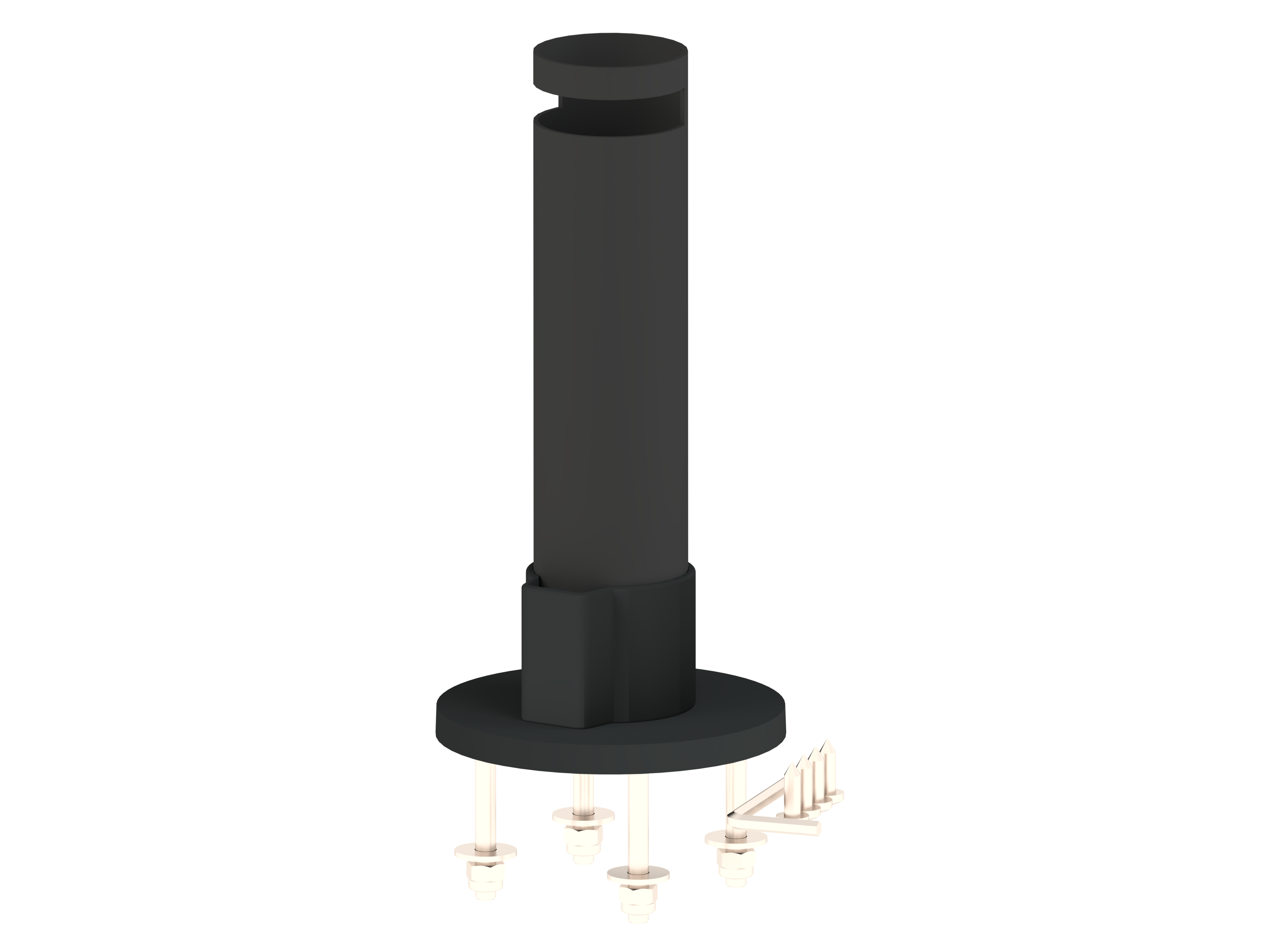 PosPole Bas Stolpe 300 mm, ∅45 mm, skåra för vinkelstopp, svart-1