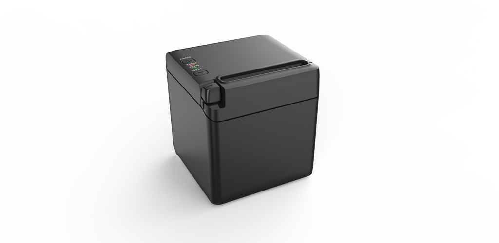 SNBC S80 Cube Kvittoskrivare, direkttermisk, svart, USB, seriell, Ethernet, bredd 58/80 mm, utskrift 80 mm, PSU EU-2