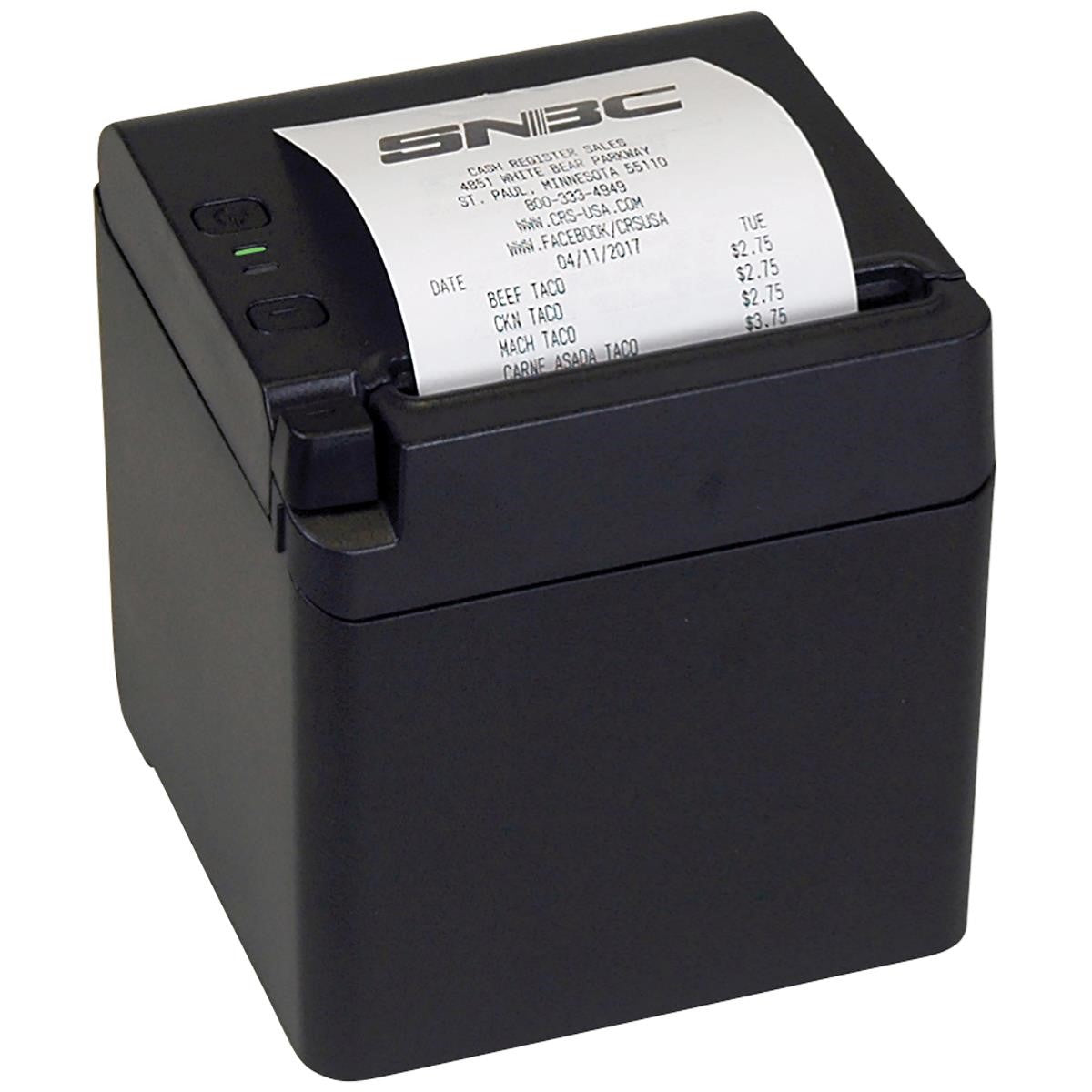 SNBC S80 Cube Kvittoskrivare, direkttermisk, svart, USB, seriell, Ethernet, bredd 58/80 mm, utskrift 80 mm, PSU EU-3