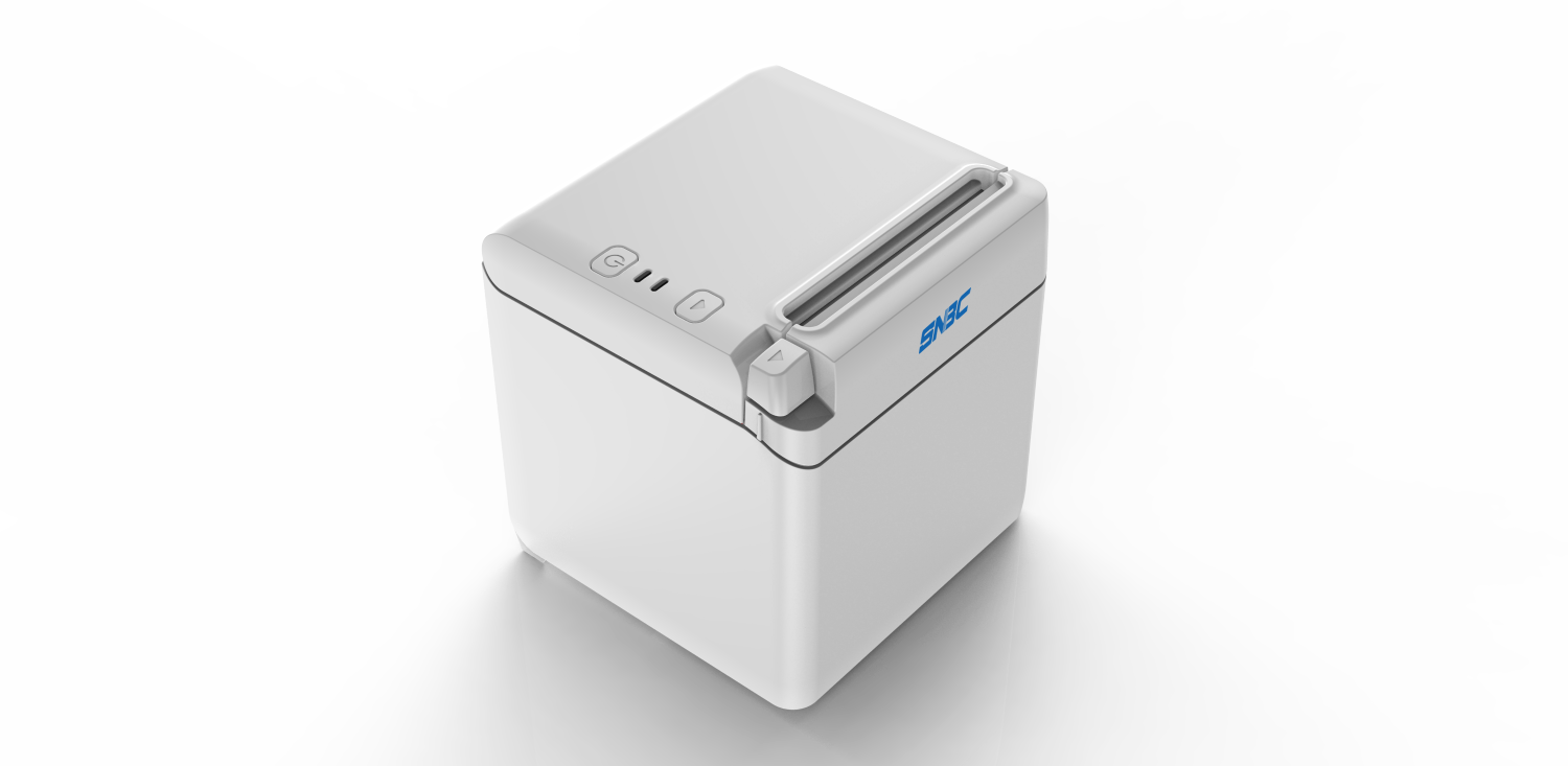 SNBC S80 Cube Kvittoskrivare, direkttermisk, vit, USB, seriell, Ethernet, bredd 58/80 mm, utskrift 80 mm, PSU EU-1