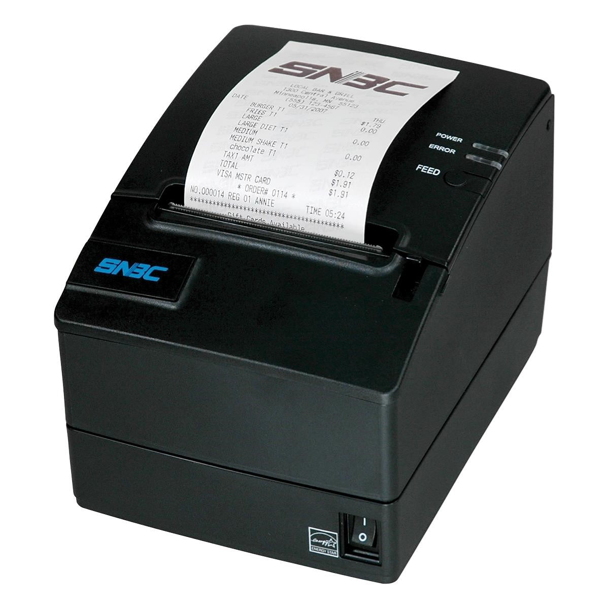 SNBC U80II kvittoskrivare, direkttermisk, svart, USB, seriell, Ethernet, bredd 58–80 mm, utskrift 72 mm, inkl. PSU-1