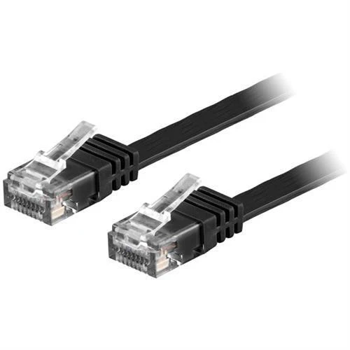 Patchkabel platt, CAT6, 0.3 meter, svart, oskärmad-1
