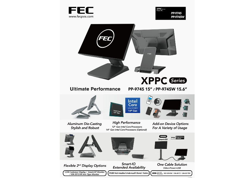 FEC Panel PC 15" (4:3) PCAP, i3, 8GB RAM,128GB SSD, DH stand, Windows 11 IoT-4